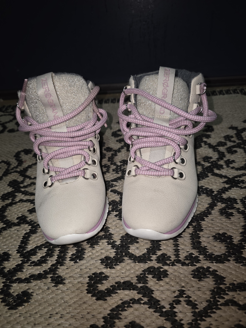 Dr. Martens Girls' Cream and Pink Lace-Up Winter Boots